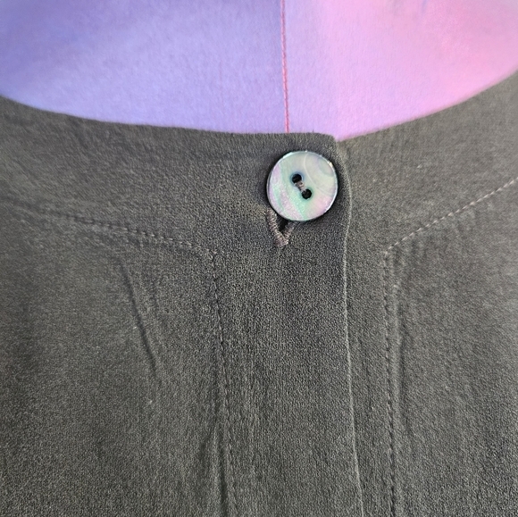 Eileen Fisher Black Handkerchief Button Down Silk Tunic Size Medium‎ Women's M5 - Picture 3 of 8